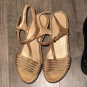 Stuart Weitzman Gold Espadrille Sandals